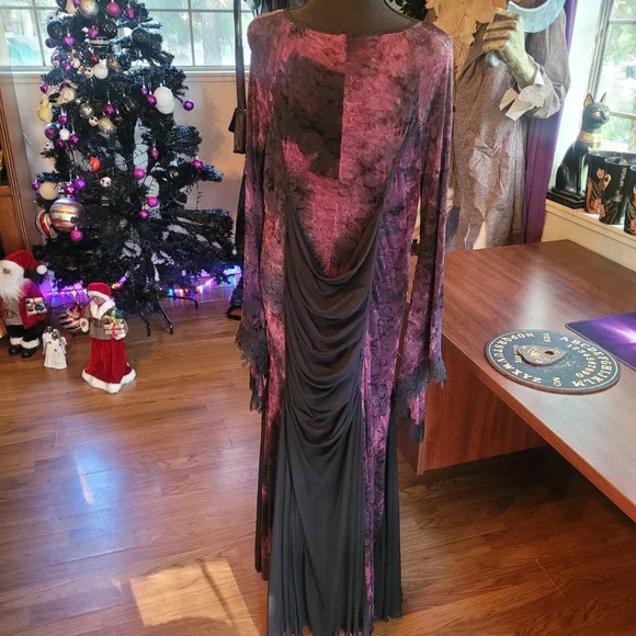 Gothic Burgundy and Black Dress - Picture 4 of 11